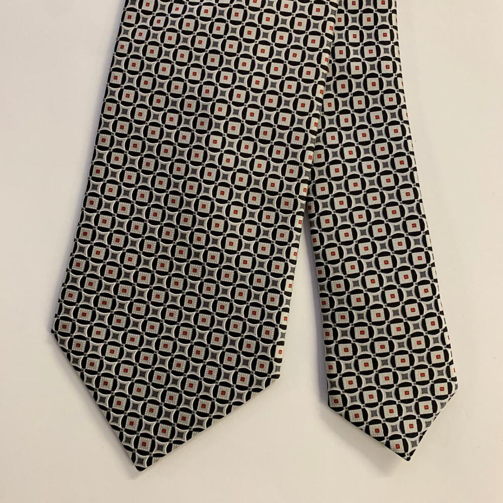 BRIONI Silver Grey Geometric Silk Tie